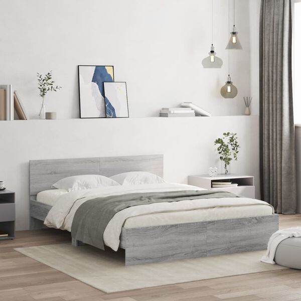vidaXL Cadre de lit sans matelas sonoma gris 150x200 cm