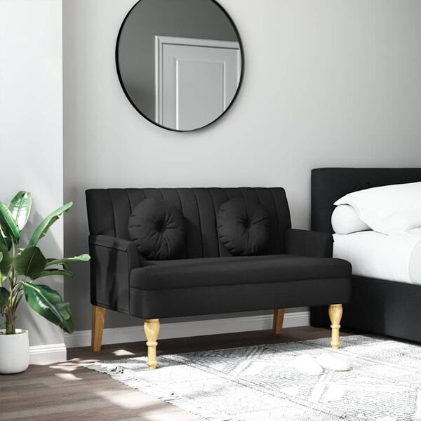 vidaXL Banc avec coussins noir 113x64,5x75,5 cm tissu