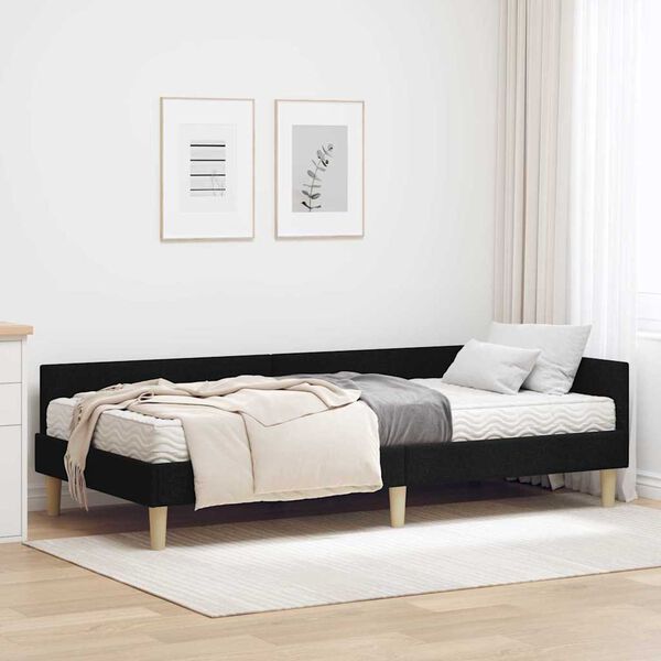 vidaXL Cadre de lit d'angle avec matelas Autre 2 pcs Vert tissu