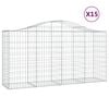 vidaXL Paniers &agrave; gabions arqu&eacute;s 15 pcs 200x50x100/120 cm fer galvanis&eacute;