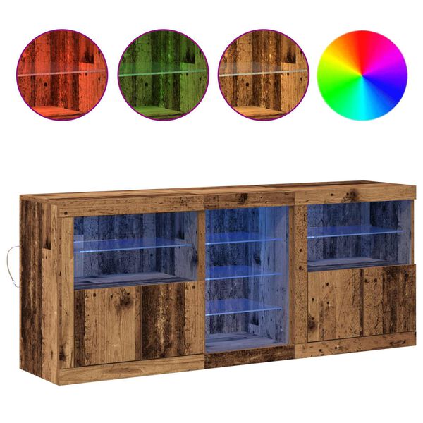 vidaXL Buffet LED Bois ancien 162 x 37 x 67 cm Bois d'ing&eacute;nierie