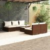 vidaXL Salon de jardin 6 pcs avec coussins R&eacute;sine tress&eacute;e Marron