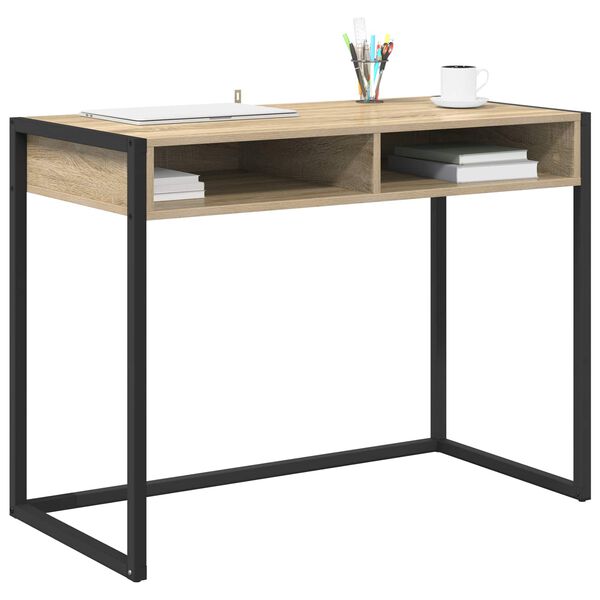 vidaXL Bureau avec stockage Sonoma 100 x 50 x 75 cm Bois d'ing&eacute;nierie