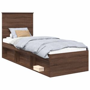 vidaXL Cadre de lit Ch&ecirc;ne brun 75 x 190 cm Bois de pin massif