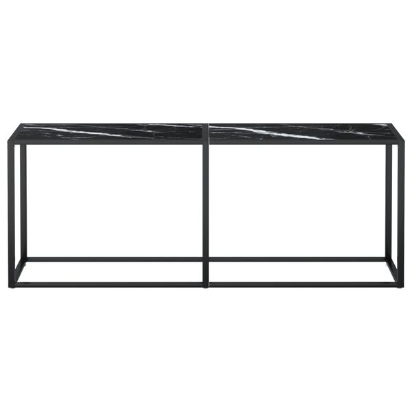 vidaXL Table console Marbre noir 200x35x75,5 cm Verre tremp&eacute;