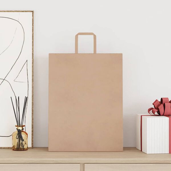 vidaXL Sacs en papier 50 pcs avec poignées marron 32x12x42 cm