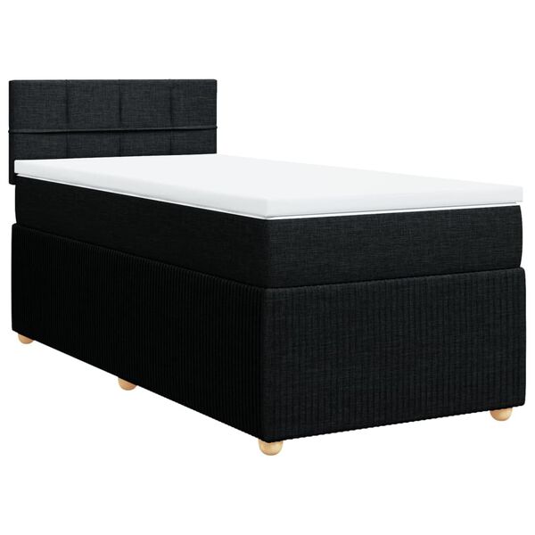 vidaXL Sommier &agrave; lattes de lit avec matelas Noir 100x200 cm Tissu