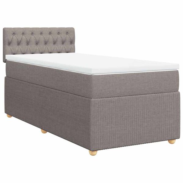 vidaXL Sommier &agrave; lattes de lit avec matelas Taupe 80x200 cm Tissu