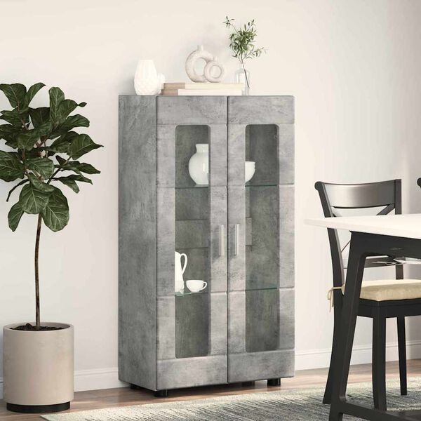 vidaXL Buffet FLORIN Gris b&eacute;ton 55,5 x 29 x 103 cm Bois d'ing&eacute;nierie