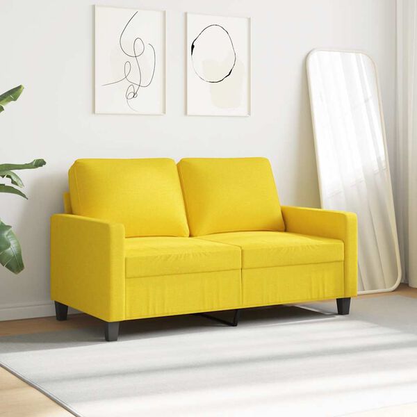 vidaXL Canap&eacute; &agrave; 2 places Jaune clair 120 cm Tissu