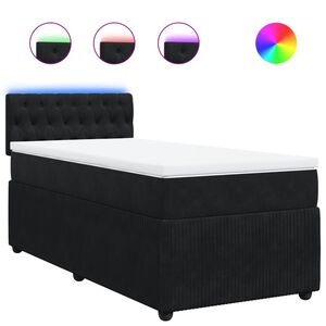vidaXL Sommier &agrave; lattes de lit avec matelas Noir 90x200 cm Velours