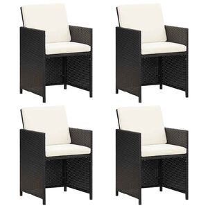 vidaXL Chaises &agrave; manger de jardin et coussins lot de 4 noir poly rotin