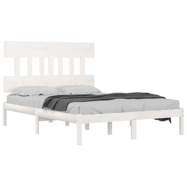 vidaXL Cadre de lit sans matelas blanc 160x200 cm bois massif