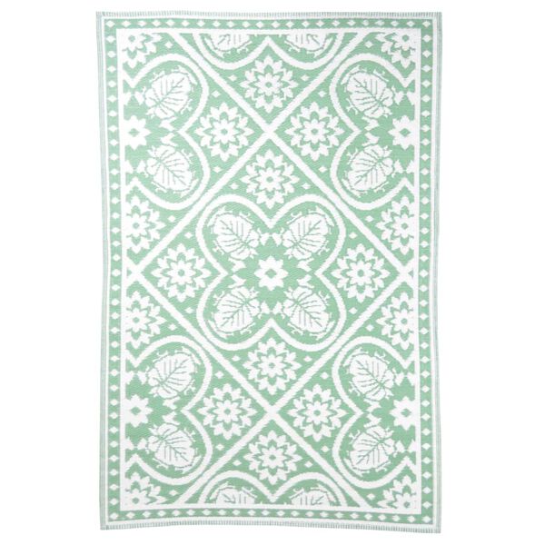 Esschert Design Tapis d'ext&eacute;rieur 182x122 cm Tuiles Vert et blanc