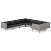 vidaXL Salon de jardin 8 pcs avec coussins R&eacute;sine tress&eacute;e Gris fonc&eacute;