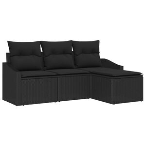 vidaXL Ensemble de Canap&eacute;s avec coussin 4 pcs Noir polyrotin