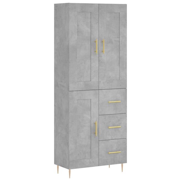vidaXL Buffet haut Gris b&eacute;ton 69,5x34x180 cm Bois d'ing&eacute;nierie