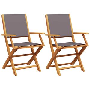vidaXL Chaises pliantes 2 pi&egrave;ces Anthracite Bois massif d'acacia et tissu