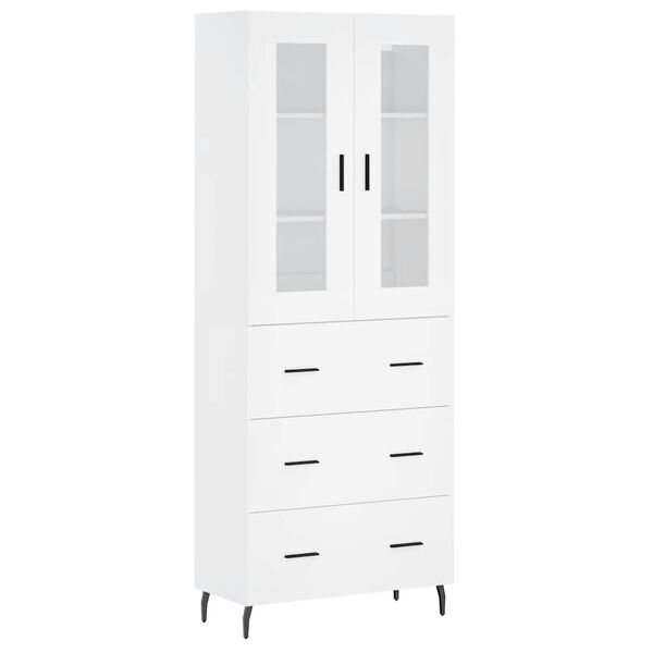 vidaXL Buffet haut Blanc 69,5x34x180 cm Bois d'ing&eacute;nierie