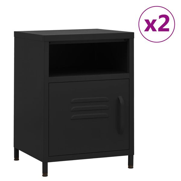 vidaXL Tables de chevet 2 pcs Noir 35x35x51 cm Acier
