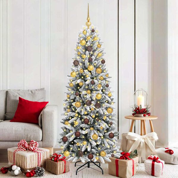 vidaXL Sapin de No&euml;l artificiel avec 300 LED avec support Blanc 180 cm