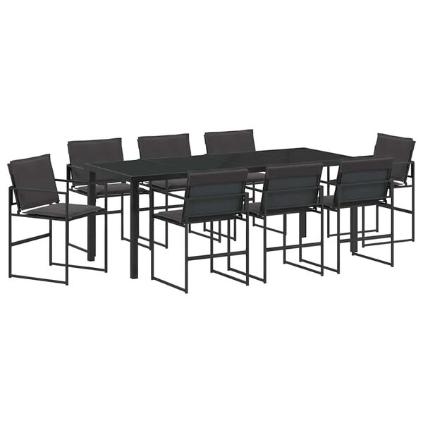 vidaXL Ensemble de salle à manger pour jardin 9 pcs Noir