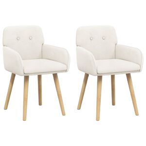vidaXL Chaises de salle &agrave; manger 2 pc Boucl&eacute; Cr&egrave;me 59 x 57 x 85 cm