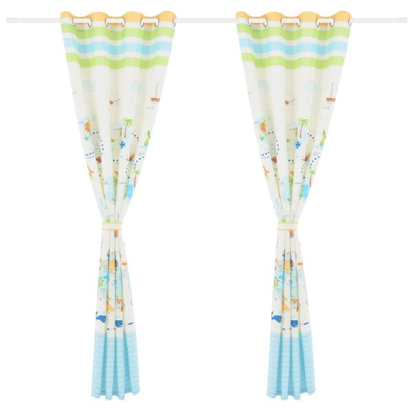 vidaXL Rideau occultant imprim&eacute; enfants 2 pcs 140x240 cm voyager monde