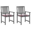 vidaXL Chaises de jardin et coussins lot de 2 Gris Bois acacia massif