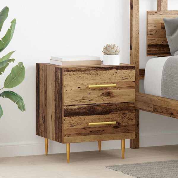 vidaXL Cabinet de chevet avec tiroir Bois Ancien 40 x 35 x 47,5 cm