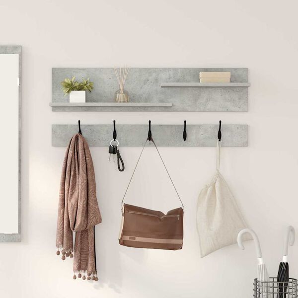 vidaXL Porte-manteau mural avec &eacute;tag&egrave;re Gris b&eacute;ton 90 x 15 x 36 cm