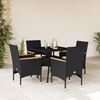 vidaXL Ensemble &agrave; manger de jardin et coussins 5 pcs noir rotin verre