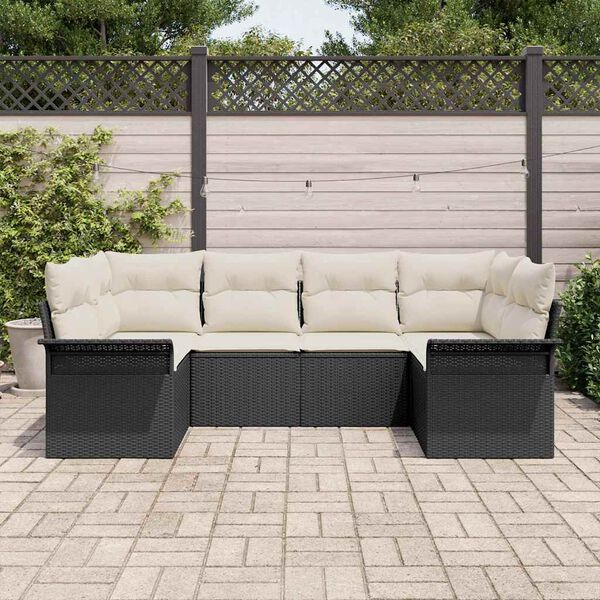 vidaXL Ensemble de canap&eacute; de jardin avec coussin 6 pcs Noir Poly rotin
