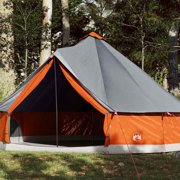 vidaXL Tente familiale tipi 12 personnes gris et orange imperm&eacute;able