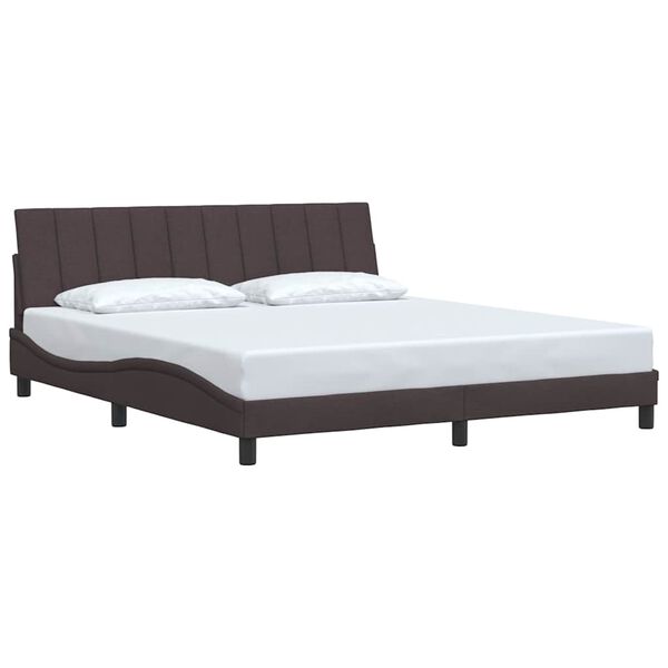 vidaXL Cadre de lit sans matelas Hanko marron fonc&eacute; 180x200 cm tissu