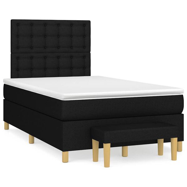 vidaXL Sommier &agrave; lattes de lit avec matelas noir 120x190 cm tissu