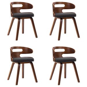 vidaXL Chaises &agrave; manger lot de 4 gris fonc&eacute; bois courb&eacute; et tissu