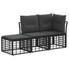 vidaXL Ensemble de canap&eacute;s d'ext&eacute;rieur 3 pcs Noir Polyester