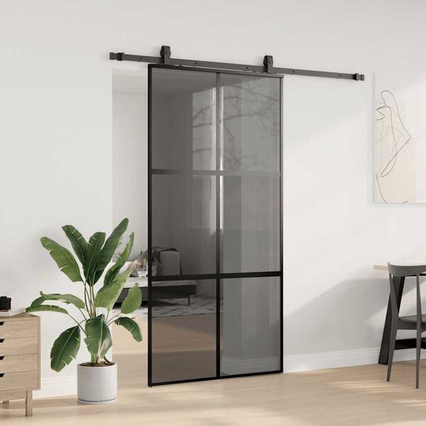 vidaXL Porte coulissante avec kit de quincaillerie noir 102,5x205 cm