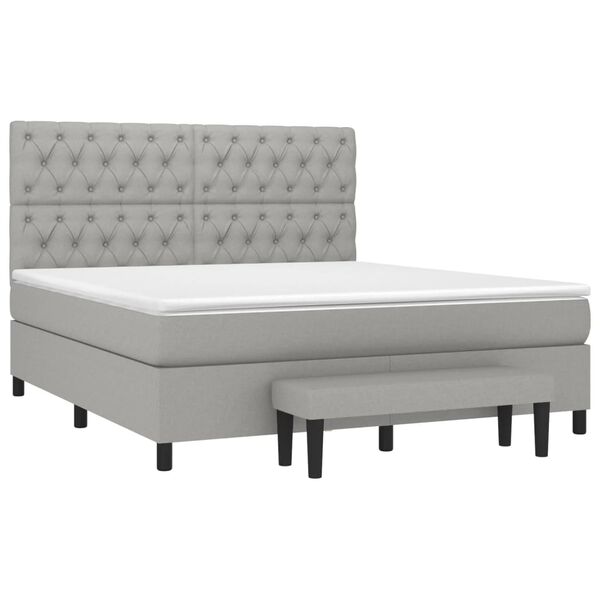 vidaXL Sommier &agrave; lattes de lit avec matelas Gris clair 160x200cm Tissu