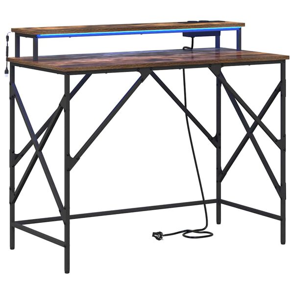 vidaXL Bureau Ch&ecirc;ne fum&eacute; 100 x 50 x 86,5 cm Bois d'ing&eacute;nierie