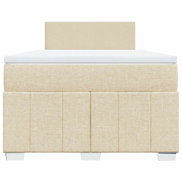 vidaXL Sommier &agrave; lattes de lit avec matelas Cr&egrave;me 120x200 cm Tissu