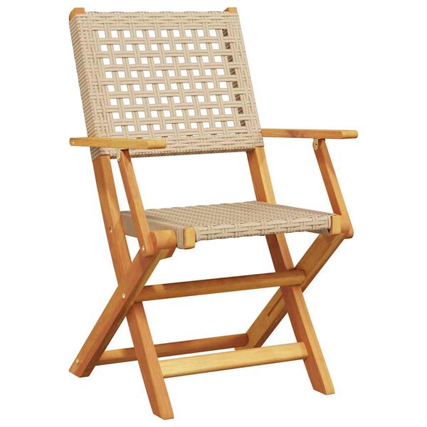 vidaXL Chaises de jardin pliantes lot de 6 beige rotin et bois massif