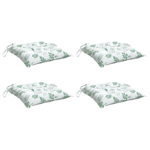 vidaXL Coussins de chaise lot de 4 &agrave; motif de feuilles 40x40x7 cm
