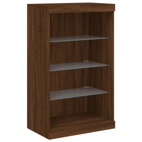 vidaXL Buffet avec lumières LED chêne marron 60,5x37x100 cm