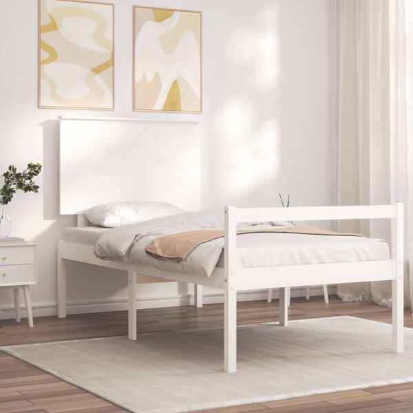 vidaXL Lit pour personne &acirc;g&eacute;e sans matelas blanc bois massif