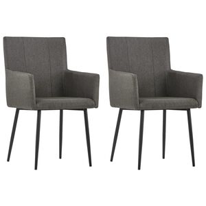 vidaXL Chaises &agrave; manger et accoudoirs lot de 2 taupe tissu