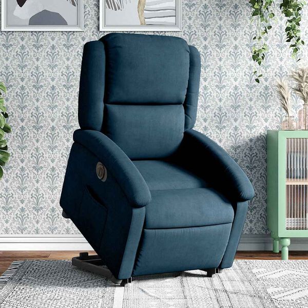 vidaXL Fauteuil inclinable &eacute;lectrique bleu velours