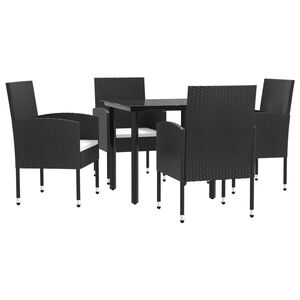 vidaXL Ensemble &agrave; manger de jardin 5 pcs noir r&eacute;sine tress&eacute;e et acier
