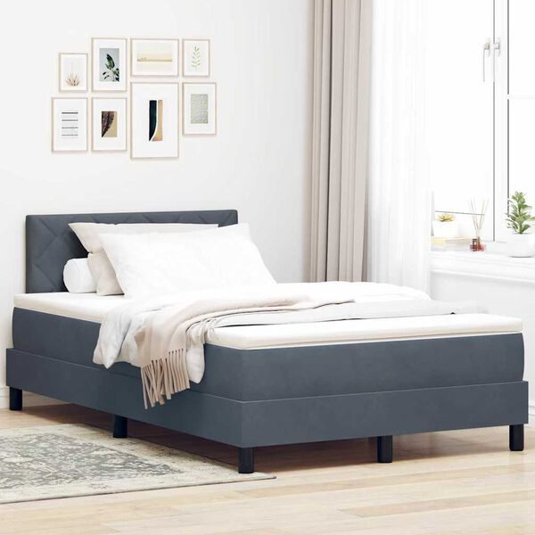 vidaXL Lit &agrave; ressorts avec matelas Gris fonc&eacute; 120 x 190 cm Velours